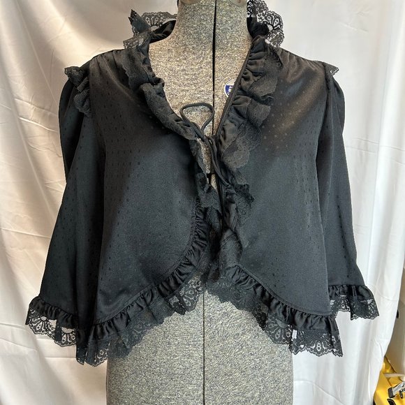 Vintage Givenchy Intimate Black Polka Dot Bed Jacket Size Medium - Picture 2 of 13